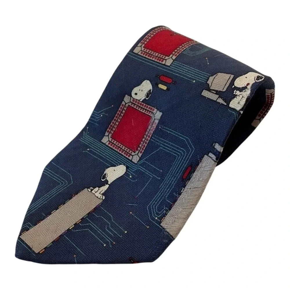 Peanuts United Feature Syndicate Men's Neck Tie Blue Micro Joe Snoopy 100% Silk